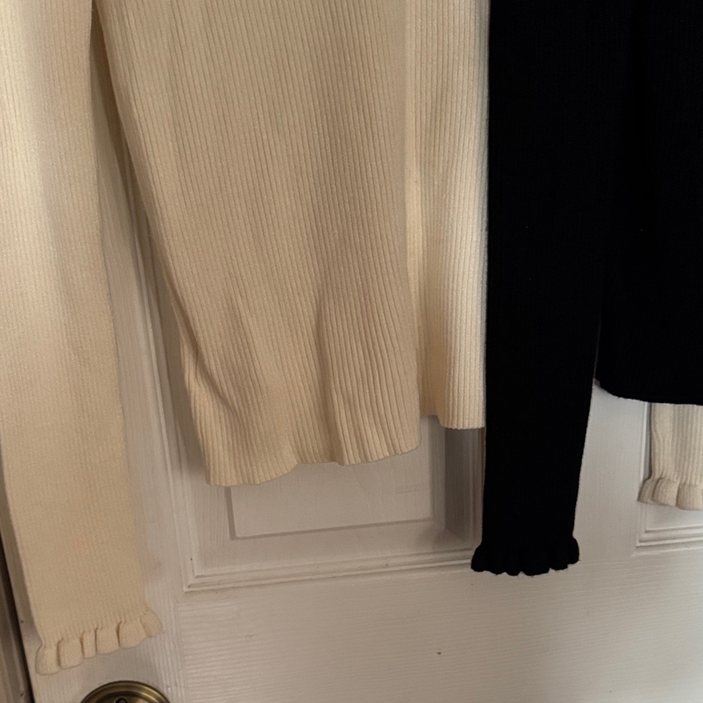 Express Cream Ruffle Trim Sweater - Picture 6 of 9